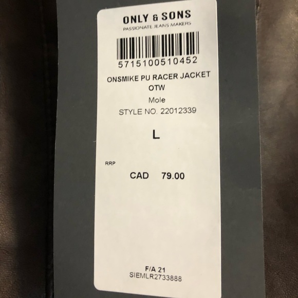 Only & Sons brown leather jacket - Picture 4 of 8